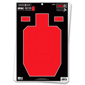 Thompson Target HALO IPSC Style Half-Size Reactive Splatter Targets 12.5x19, 50 Pack, Black/Red, Large, 4651-50