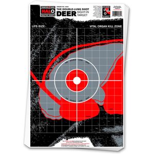 Thompson Target HALO Life-Size Deer Vitals Reactive Splatter Targets 12.5x19, 50 Pack, Black/Red, Large, 4649-50