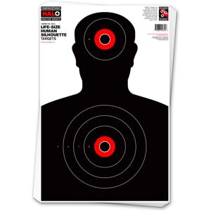 Thompson Target HALO Life-Size Silhouette Reactive Splatter Shooting Targets 12.5x19, 50 Pack, Black/Red, Large, 4644-50