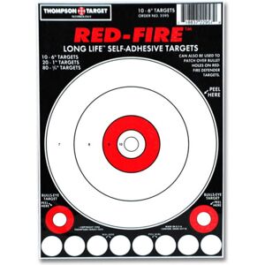 Thompson Target Red-Fire 6.5x9in Adhesive Peel & Stick Targets, 30 Pack, Red, XS, 5595-30