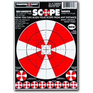 Thompson Target Scope Alignment 6.5x9in Adhesive Peel & Stick Targets, 30 Pack, Red, XS, 3030-30