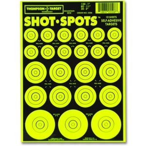 Thompson Target Shot Spots Orange 6.5x9in Adhesive Target Paster Bullseyes, 30 Pack, Green, XS, 5506-30