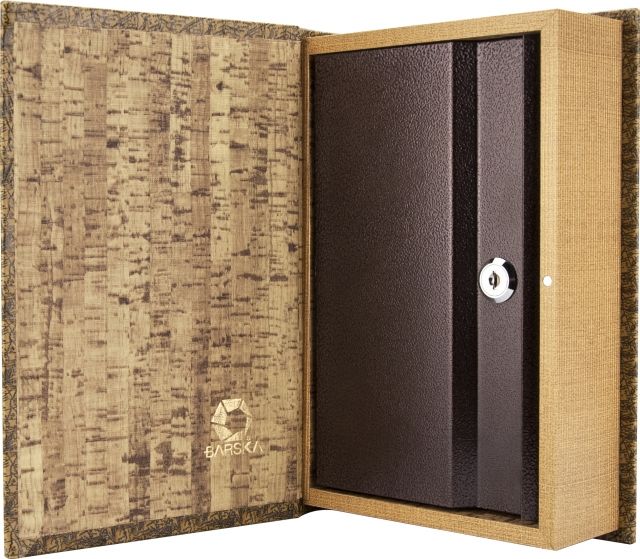 Barska Antique Map Book Lock Box Safe w/ Key Lock, Brown, Outer Size 7 x 2.75 x 10.75 in CB12480