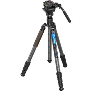 Leofoto LX-254CT/BV-5B Reversible Travel Tripod w/ Bino Fluid Head Kit, Black, LX-254CT+BV-5B