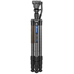 Leofoto LX-284CT-BV-5B Reversible Travel Tripod w/ Bino Fluid Head Kit, Black, 6940828313729