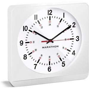 Marathon Jumbo Analog Wall Clock w/Auto-Night Light, White, CL030057-WH-WH-NA