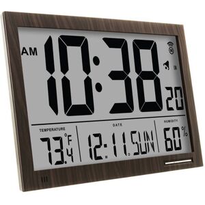 Marathon Slim-Jumbo Atomic Digital Wall Clock, Wood, CL030062-WD-JB-NA
