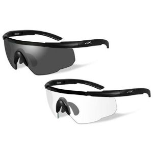 Wiley X Saber Advanced Sunglasses - 2 Full Glasses, 2 Matte Black Frames w/ Smoke Grey Lens & Clear Lens w/RX insert, 307RX