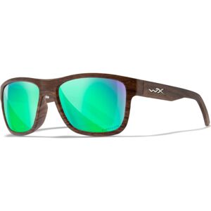 Wiley X WX OVATION Sunglasses, Captivate Polarized Green Mirror/ Matte Woodgrain, AC6OVN07