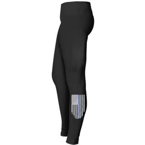 Thin Blue Line Flag Leggings - Vertical - Mens, Extra Large, Black, TBL-LG-XL