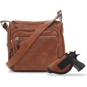 Jessie & James Brooklyn Concealed Carry Lock and Key Crossbody CCW Handbag, Tan, AMC5806L TN