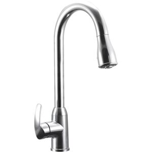 Dura Faucet Single Handle Pull Down RV Kitchen Faucet Chrome, DF-NMK508-CP