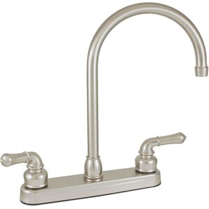 "Empire Brass RV Kitchen Faucet With Gooseneck Spout And Teapot Handles 8, Brushed Nickel, U-YNN800GSN"