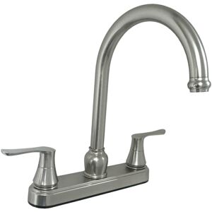 Empire Brass RV Kitchen Faucet With Solid Saber Handles And Gooseneck Spout, Brushed Nickel, 8in, U-YNN800GSN-DH3-25MM