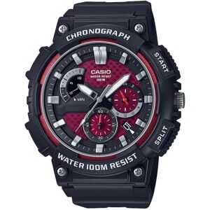 Casio Outdoor Analog Watch w/Chronograph, Date Window, Luminous Hands, WR to 100M w/Red Face - Mens, Black, One Size, MCW-200H-4AV