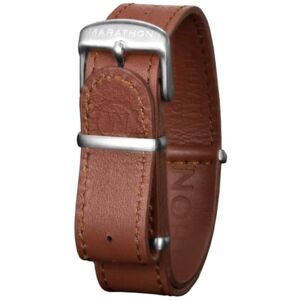 Marathon Leather Nato Watch Strap, 18mm, Dark Tan, WS-LDS-DTSS-18-11
