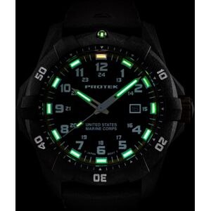 ProTek Carbon USMC Dive Watch, Carbon Case/Black Dial/Black Strap, One Size, PT1011