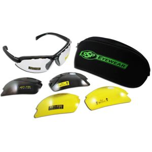 SSP Eyewear Top Focal Assorted Interchangeable Shooting Glasses w/ 2.00 Magnification, Black Frame, Amber, Clear And Smoked Lenses, TF200 AST KIT