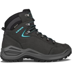 Lowa Renegade Evo GTX Mid Hiking Shoes - Women's, Wide, Asphalt/Turquoise, 6, 197827027331