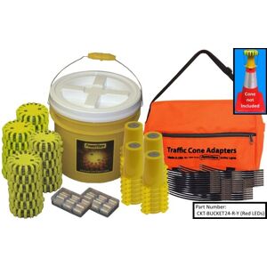 Powerflare 24-Position Cone Adapter Kit with 24-Pack Bucket of PowerFlare Lights, Infrared, Olive Drab Green Shell, CKT-BUCKET24-I-OD