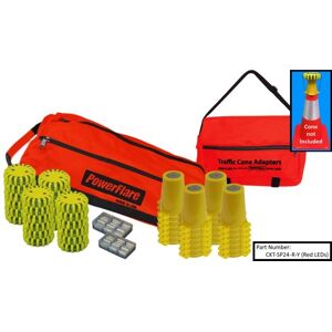 Powerflare 24-Position Cone Adapter Kit with 24-Pack Soft Pack of Magnetic PowerFlare Lights, Red LEDs, Olive Drab Green Shell, CKT-SP24M-R-OD