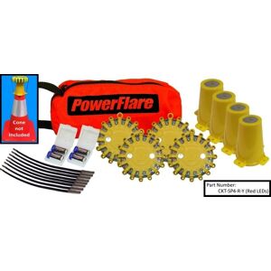 Powerflare 4-Position Cone Adapter Kit with 4-Pack Soft Pack of Magnetic PowerFlare Lights, Green LEDs, Black Shell, CKT-SP4M-G-BK