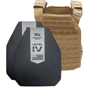Predator Armor Level IV Ceramic Plate Carrier Package, Coyote, One Size, 762765666692