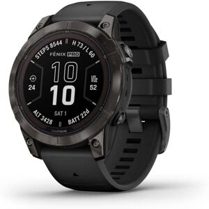 Garmin Fenix 7 Pro Sapphire Solar Edition Carbon Gray DLC Titanium with Black Band Watch, 010-02777-10