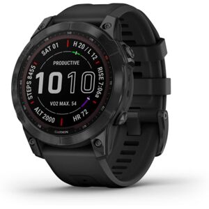 Garmin Fenix 7 Sapphire Solar Watch, Black DLC Titanium Case, Black Band, 010-02540-34
