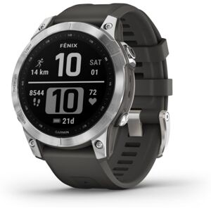 Garmin Fenix 7 Watch, Silver Case, Graphite Band, 010-02540-00