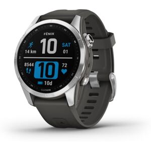 Garmin Fenix 7S Watch, Silver Case, Graphite Band, 010-02539-00