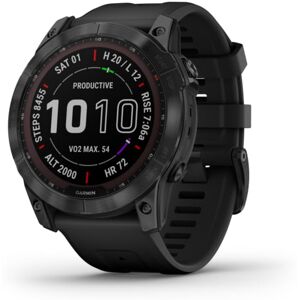 Garmin Fenix 7X Sapphire Solar Watch, Black DLC Titanium Case, Black Band, 010-02541-22