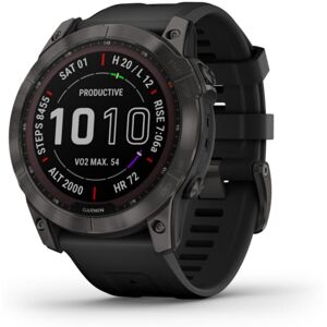 Garmin Fenix 7X Sapphire Solar Watch, Carbon Gray DLC Titanium Case, Black Band, 010-02541-10