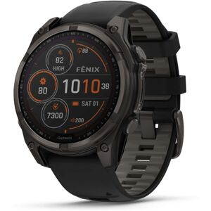 Garmin fenix 8 Solar 47mm GPS Watch, Sapphire, Carbon Gray DLC Titanium with Black/Pebble Gray Silicone, 010-02906-10