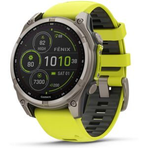 Garmin fenix 8 Solar 47mm GPS Watch, Sapphire, Titanium with Amp Yellow/Graphite Silicone, 010-02906-20