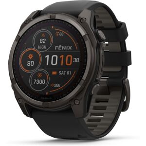 Garmin fenix 8 Solar 51mm GPS Watch, Sapphire, Carbon Gray DLC Titanium with Black/Pebble Gray Silicone, 010-02907-10