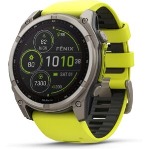 Garmin fenix 8 Solar 51mm GPS Watch, Sapphire, Titanium with Amp Yellow/Graphite Silicone, 010-02907-20