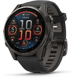 Garmin fenix 8 AMOLED 43mm GPS Watch, Sapphire, Carbon Gray DLC Titanium with Black/Pebble Gray Silicone, 010-02903-20