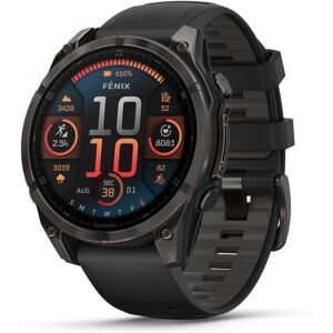 Garmin fenix 8 AMOLED 47mm GPS Watch, Sapphire, Carbon Gray DLC Titanium with Black/Pebble Gray Silicone, 010-02904-20