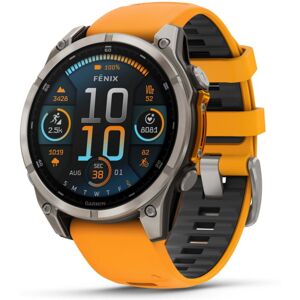 Garmin fenix 8 AMOLED 47mm GPS Watch, Sapphire, Titanium with Spark Orange/Graphite Silicone Band, 010-02904-10