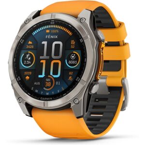 Garmin fenix 8 AMOLED 51mm GPS Watch, Sapphire, Titanium with Spark Orange/Graphite Silicone Band, 010-02905-10