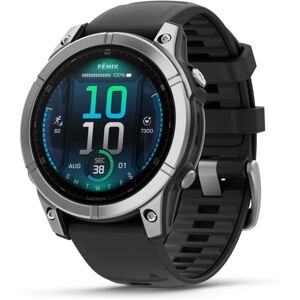 Garmin fenix E AMOLED 47mm GPS Watch, Stainless Steel with Black Silicone Band, 010-03025-02