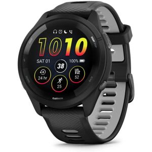 Garmin Forerunner 265 Watch, Black Bezel and Case w/ Black/Powder Gray Silicone Band, 010-02810-00