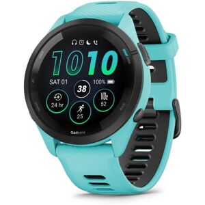 Garmin Forerunner 265 Watch, Black Bezel w/ Aqua Case and Aqua/Black Silicone Band, 010-02810-02