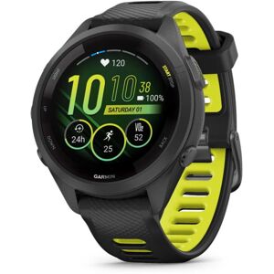 Garmin Forerunner 265S Watch, Black Bezel and Case w/ Black/Amp Yellow Silicone Band, 010-02810-03
