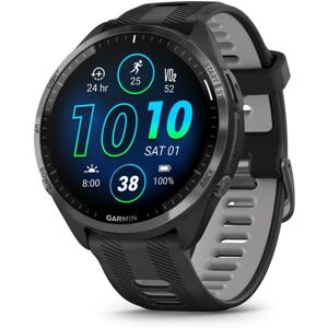 Garmin Forerunner 965 Watch, Carbon Gray DLC Titanium Bezel w/ Black Case and Black/Powder Gray Silicone Band, 010-02809-00