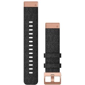 Garmin Quick Fit 20 Watch Band, Heathered Black Nylon w/ Rose Gold, 20 mm, 010-12874-00