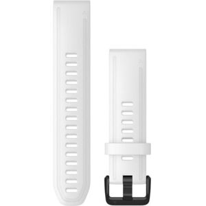Garmin Quick Fit 20 Watch Band, White Silicone with Black Hardware, 20 mm, 010-12865-00