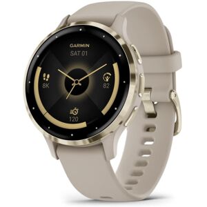 Garmin Venu 3S Watch, Soft Gold Stainless Steel Bezel w/ French Gray Case and Silicone Band, 010-02785-02