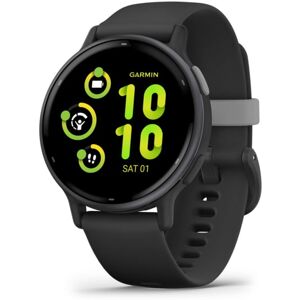 Garmin Vivoactive 5 Watch, Slate Aluminim Bezel w/ Black Case and Silicone Band, 010-02862-10